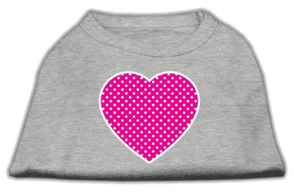 Pink Swiss Dot Heart Screen Print Shirt Grey Lg (14)