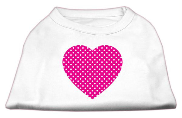 Pink Swiss Dot Heart Screen Print Shirt White XL (16)