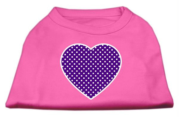 Purple Swiss Dot Heart Screen Print Shirt Bright Pink Lg (14)