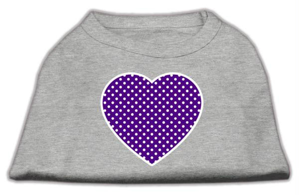 Purple Swiss Dot Heart Screen Print Shirt Grey Lg (14)