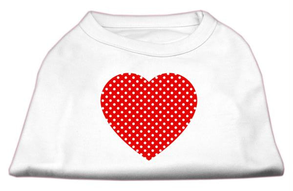 Red Swiss Dot Heart Screen Print Shirt White XXXL(20)