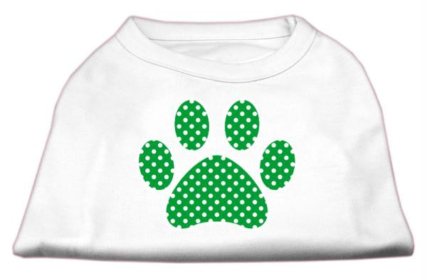 Green Swiss Dot Paw Screen Print Shirt White L (14)