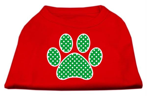 Green Swiss Dot Paw Screen Print Shirt Red Med (12)