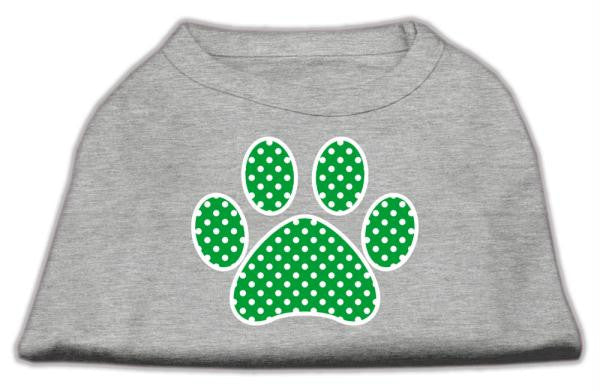 Green Swiss Dot Paw Screen Print Shirt Grey XXL (18)