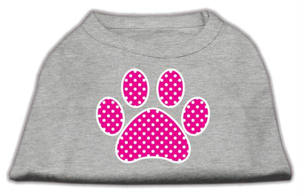 Pink Swiss Dot Paw Screen Print Shirt Grey XL (16)