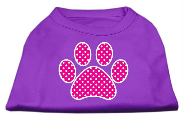 Pink Swiss Dot Paw Screen Print Shirt Purple XS (8)