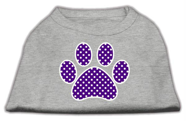 Purple Swiss Dot Paw Screen Print Shirt Grey Lg (14)