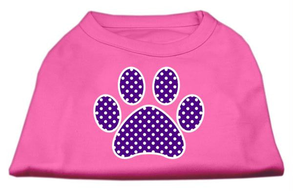 Purple Swiss Dot Paw Screen Print Shirt Bright Pink Med (12)