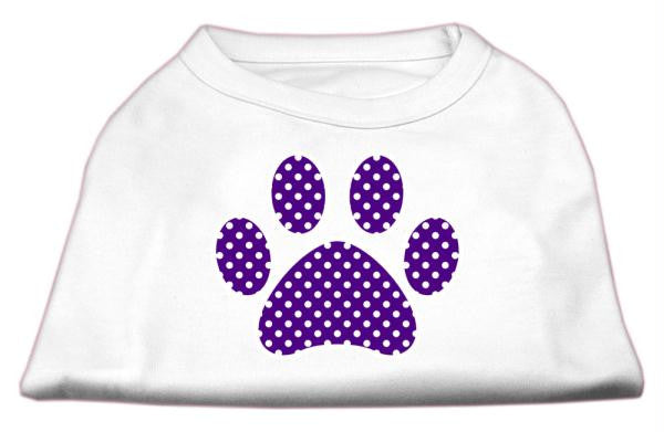 Purple Swiss Dot Paw Screen Print Shirt White S (10)