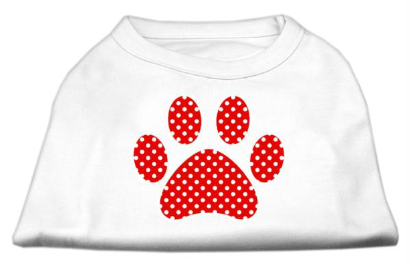 Red Swiss Dot Paw Screen Print Shirt White L (14)