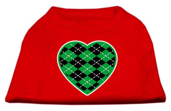 Argyle Heart Green Screen Print Shirt Red Lg (14)