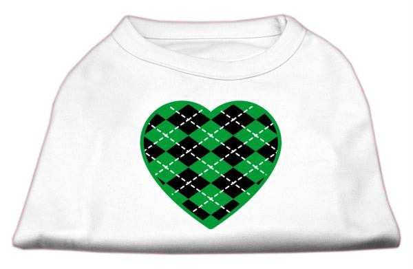 Argyle Heart Green Screen Print Shirt White M (12)