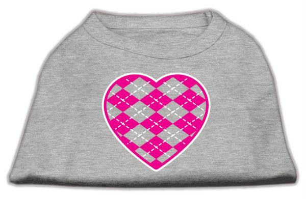 Argyle Heart Pink Screen Print Shirt Grey XS (8)