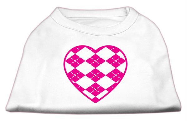 Argyle Heart Pink Screen Print Shirt White XXL (18)