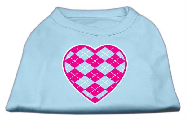 Argyle Heart Pink Screen Print Shirt Baby Blue XXXL (20)