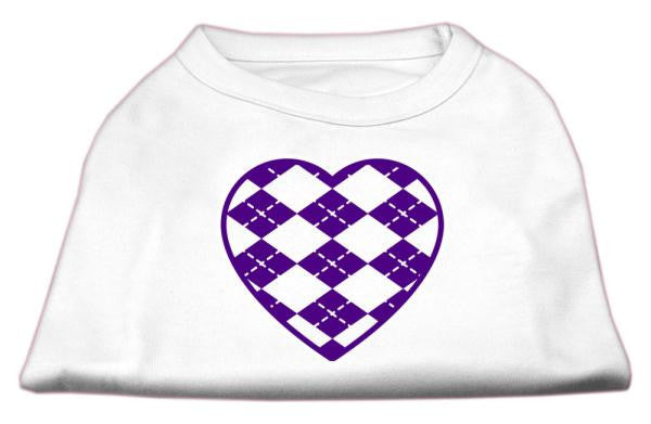 Argyle Heart Purple Screen Print Shirt White L (14)