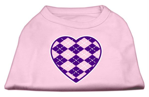 Argyle Heart Purple Screen Print Shirt Light Pink Med (12)