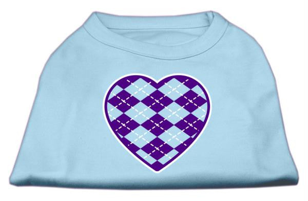 Argyle Heart Purple Screen Print Shirt Baby Blue XXL (18)