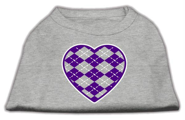 Argyle Heart Purple Screen Print Shirt Grey XXL (18)