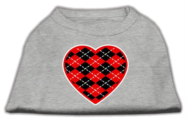 Argyle Heart Red Screen Print Shirt Grey XXL (18)