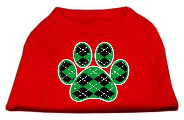 Argyle Paw Green Screen Print Shirt Red Lg (14)