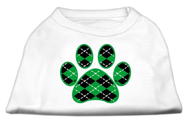 Argyle Paw Green Screen Print Shirt White L (14)