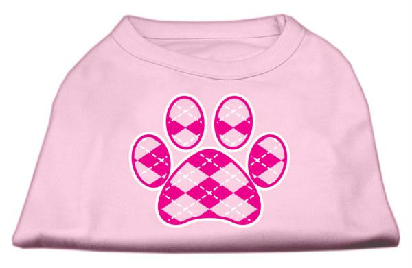 Argyle Paw Pink Screen Print Shirt Light Pink Med (12)