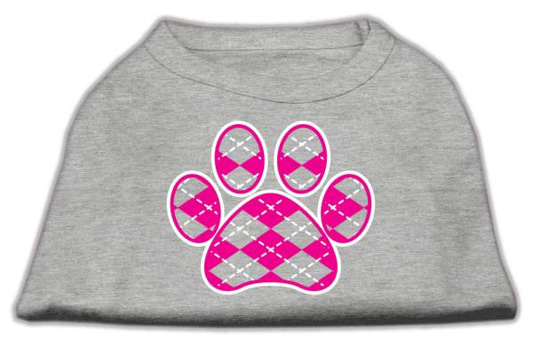 Argyle Paw Pink Screen Print Shirt Grey Sm (10)