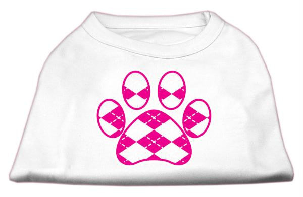 Argyle Paw Pink Screen Print Shirt White S (10)