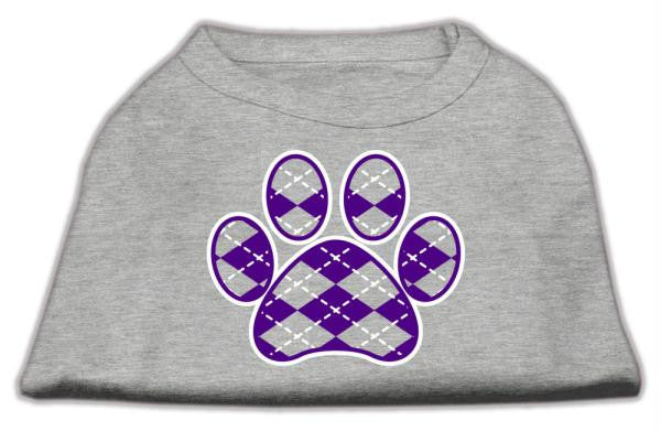 Argyle Paw Purple Screen Print Shirt Grey Lg (14)