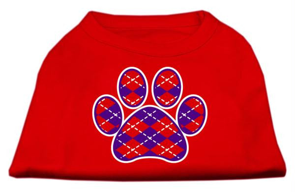 Argyle Paw Purple Screen Print Shirt Red Lg (14)