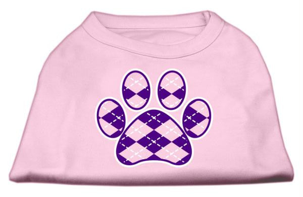 Argyle Paw Purple Screen Print Shirt Light Pink XS (8)