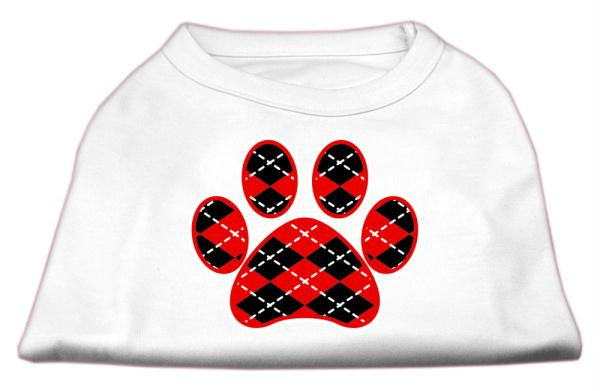 Argyle Paw Red Screen Print Shirt White XL (16)