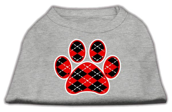 Argyle Paw Red Screen Print Shirt Grey XXL (18)