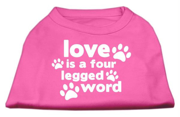 Love is a Four Leg Word Screen Print Shirt Bright Pink Lg (14)