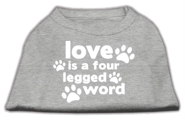 Love is a Four Leg Word Screen Print Shirt Grey Lg (14)