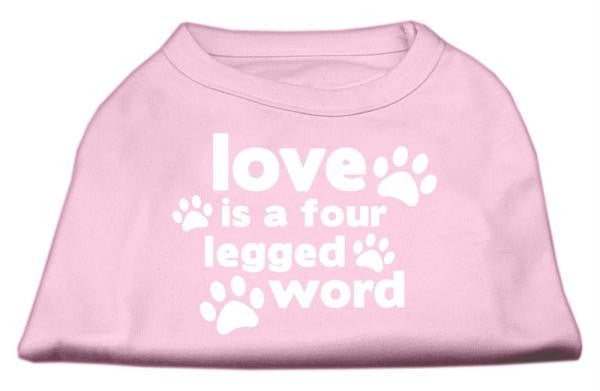 Love is a Four Leg Word Screen Print Shirt Light Pink Lg (14)