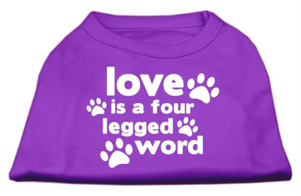 Love is a Four Leg Word Screen Print Shirt Purple Lg (14)