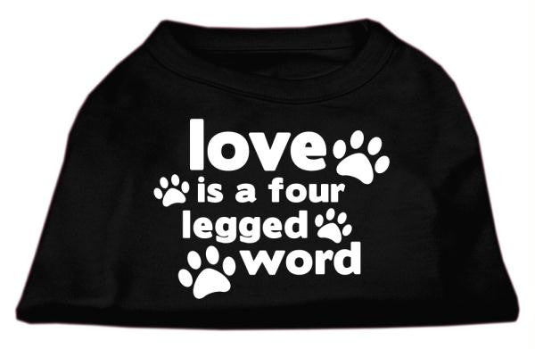 Love is a Four Leg Word Screen Print Shirt Black Med (12)