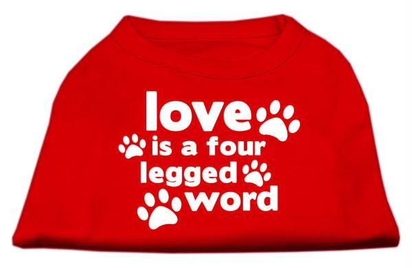 Love is a Four Leg Word Screen Print Shirt Red Med (12)