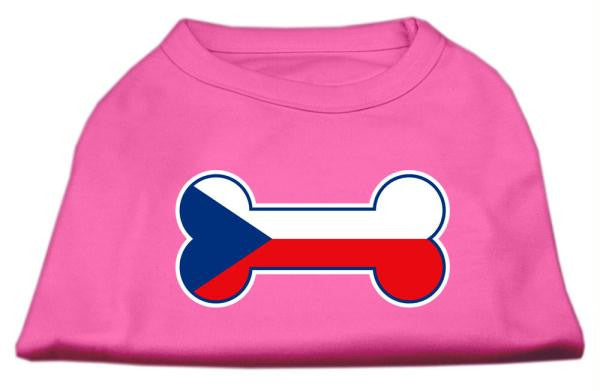 Bone Shaped Czech Republic Flag Screen Print Shirts Bright Pink L (14)