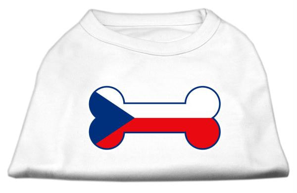 Bone Shaped Czech Republic Flag Screen Print Shirts White XS (8)