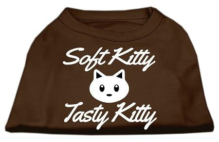 Softy Kitty, Tasty Kitty Screen Print Dog Shirt Brown Lg (14)