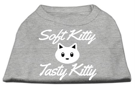 Softy Kitty, Tasty Kitty Screen Print Dog Shirt Grey Lg (14)