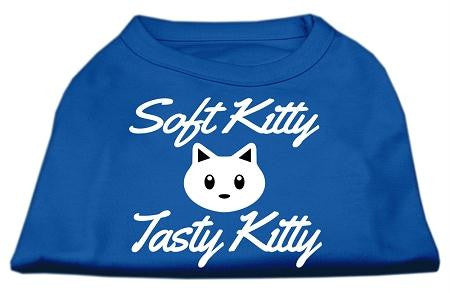 Softy Kitty, Tasty Kitty Screen Print Dog Shirt Blue Med (12)