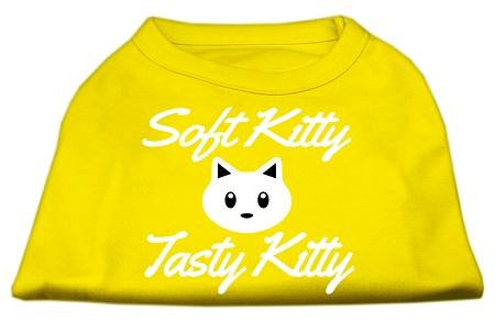 Softy Kitty, Tasty Kitty Screen Print Dog Shirt Yellow Med (12)