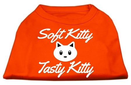 Softy Kitty, Tasty Kitty Screen Print Dog Shirt Orange Sm (10)