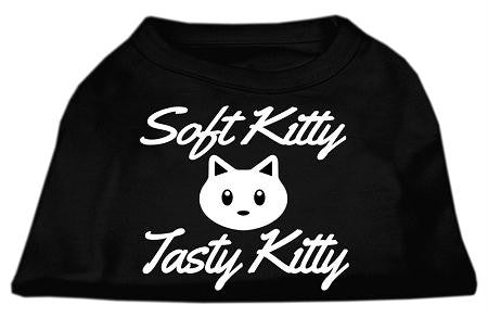 Softy Kitty, Tasty Kitty Screen Print Dog Shirt Black XS (8)