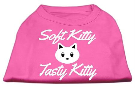 Softy Kitty, Tasty Kitty Screen Print Dog Shirt Bright Pink XS (8)