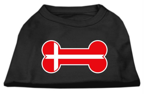 Bone Shaped Denmark Flag Screen Print Shirts Black L (14)